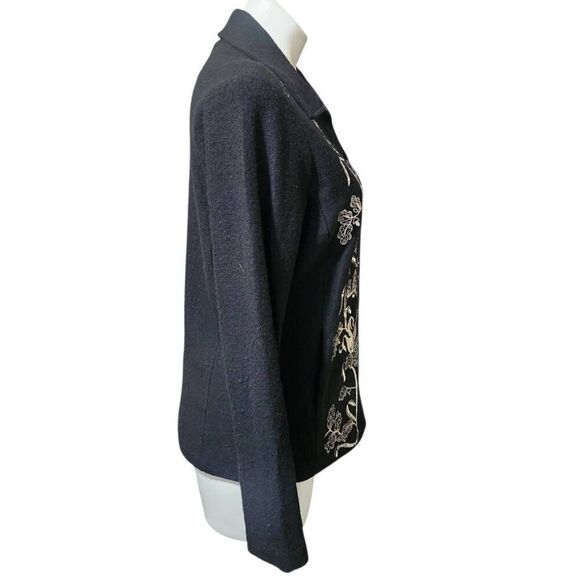 Jones New York Collection wool button front cardigan sweater black silver small - Picture 4 of 7